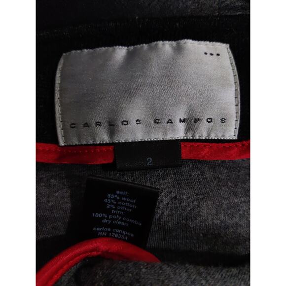 Carlos Campos Women's Charcoal Black Wool & Cotton Open Cardigan Size 2 - Picture 6 of 7